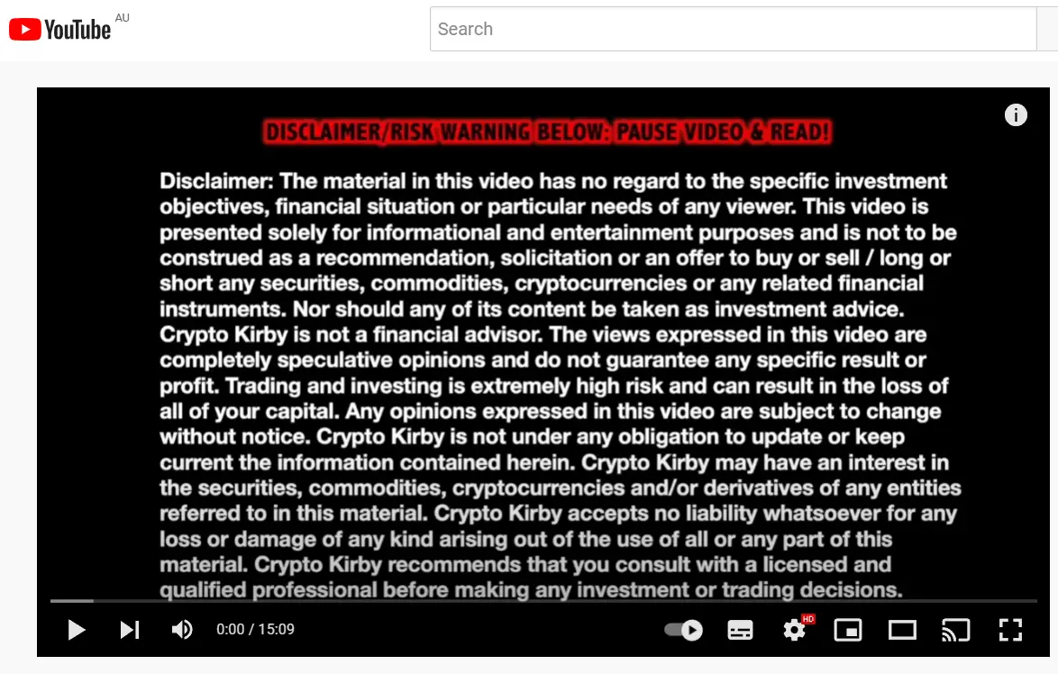 Crypto Kirby Disclaimer