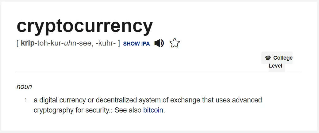 Cryptocurrency definition: dictionary.com