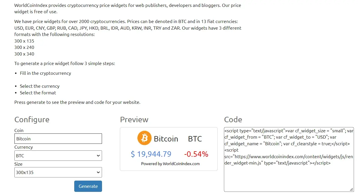 WorldCoinIndex small widget