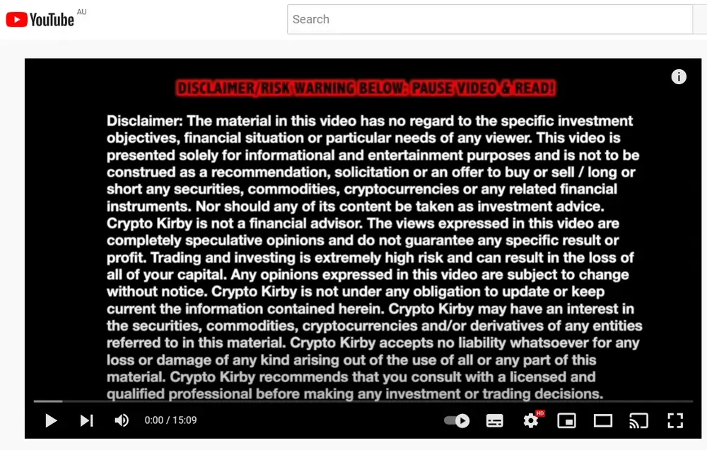 Crypto Kirby Disclaimer