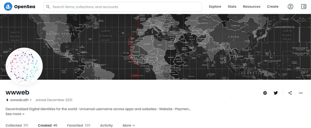 wwweb profile OpenSea