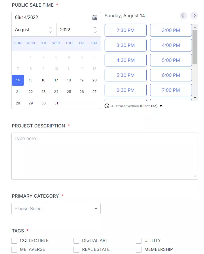 CNFT Calendar application form 2