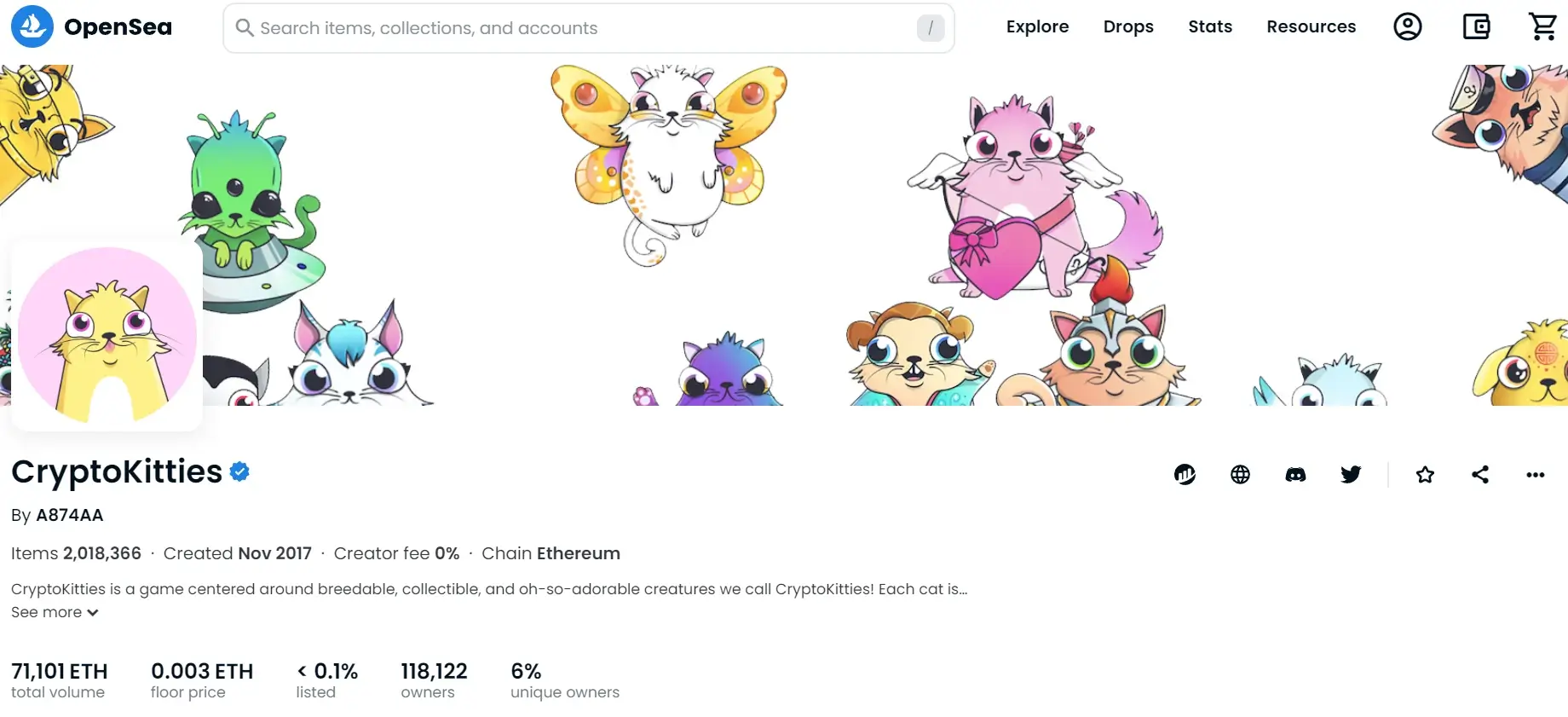 CryptoKitties at OpenSea