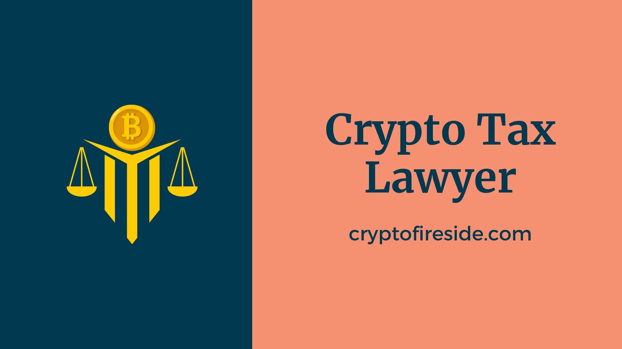 An image of a legal scale with a BItcoin logo and the words "Crypto Tax Lawyer"