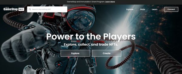 A screenshot of GameStop's NFT marketplace website